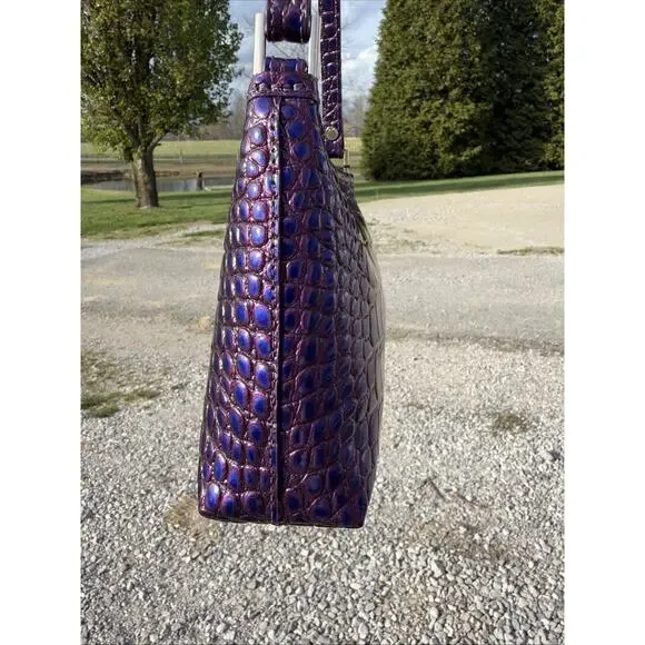 NWT Brahmin Melbourne Collection Lorelei Purple Acro Leather Shoulder Bag - Picture 6 of 16